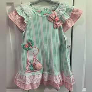 Rare Editions 2-piece Ruffled Bunny Top and Leggings Set, size 6